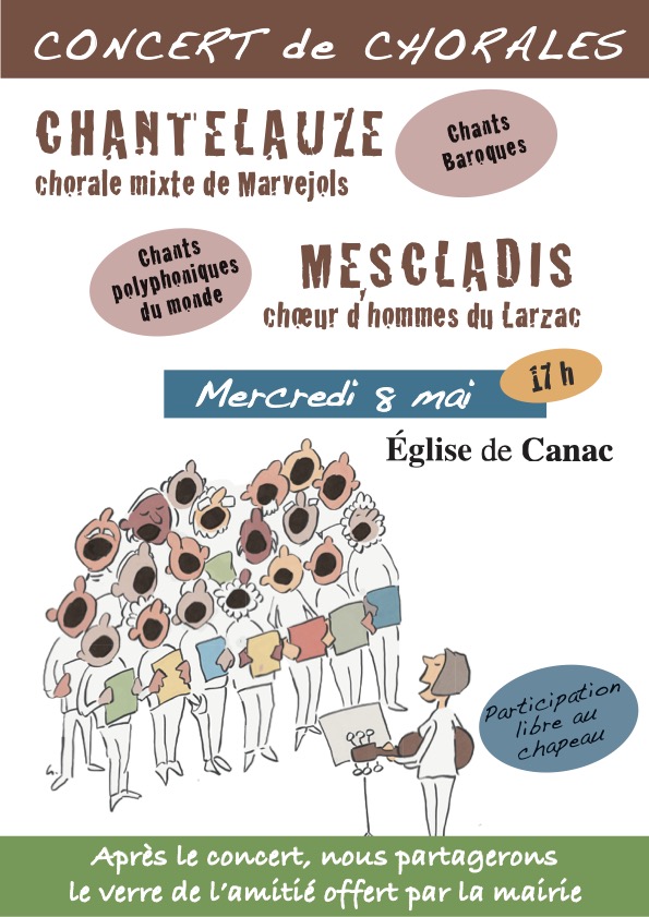 Concert de Chorales à Canac le 8 mai